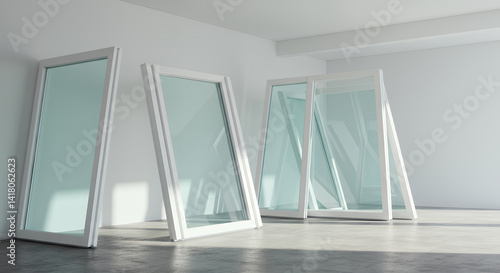 Modern White UPVC Windows Showcase Various Sizes and Styles for Home Improvement