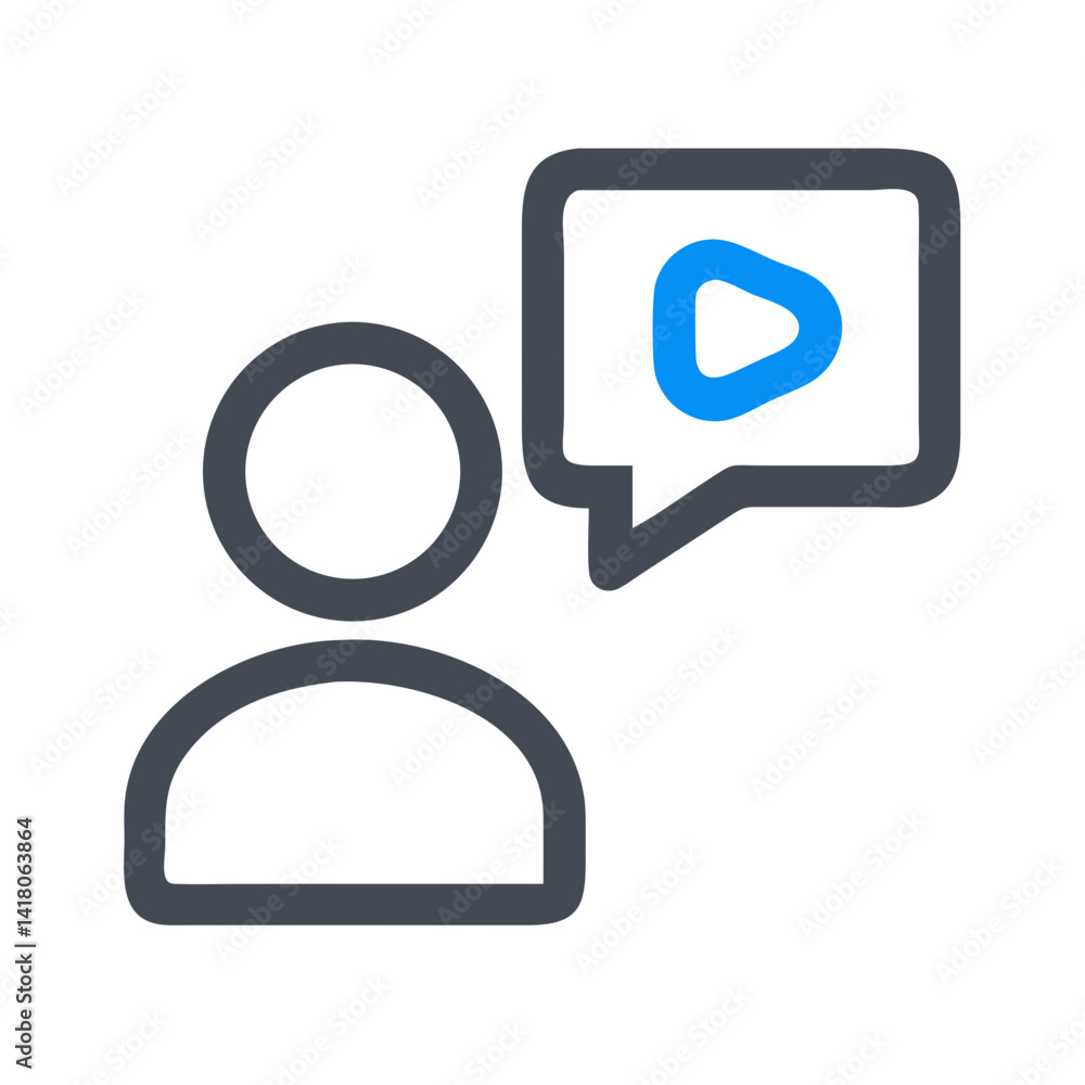 User with Speech Bubble Icon Representing Video Communication or Online Chat User with Speech Bubble Icon Representing Video Communication or Online Chat