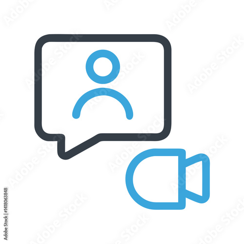 User with Speech Bubble Icon Representing Video Communication or Online Chat