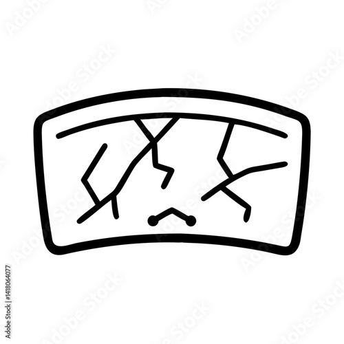 Windshield with Cracks Icon Representing Broken Car Glass or Vehicle Damage