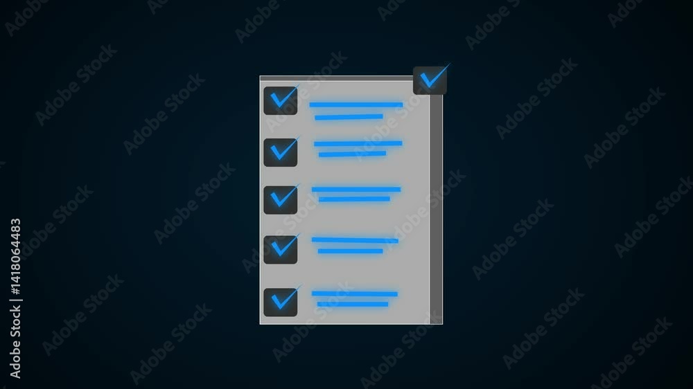 Animated of file document accept ,cyan tick mark , success , approved Animated of file document accept ,cyan tick mark , success , approved