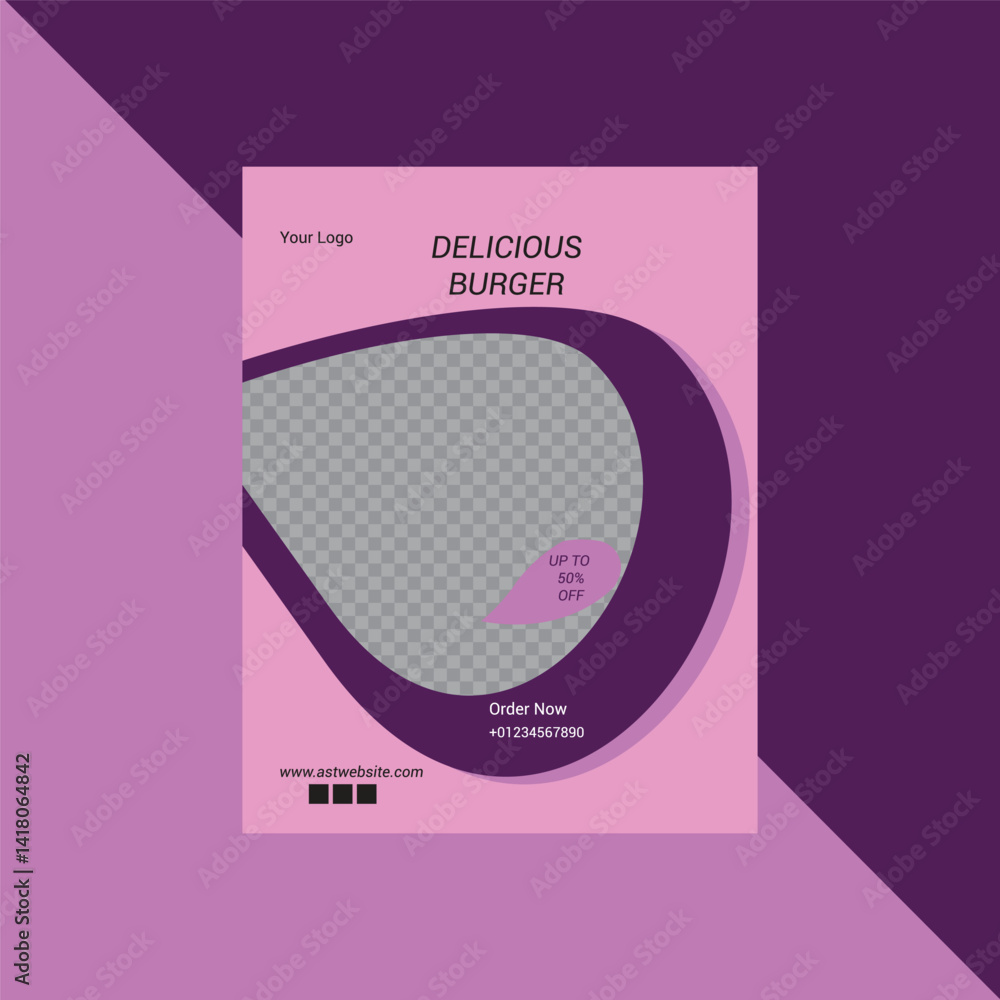 Naklejka premium Delicious Burger Flyer Template Design