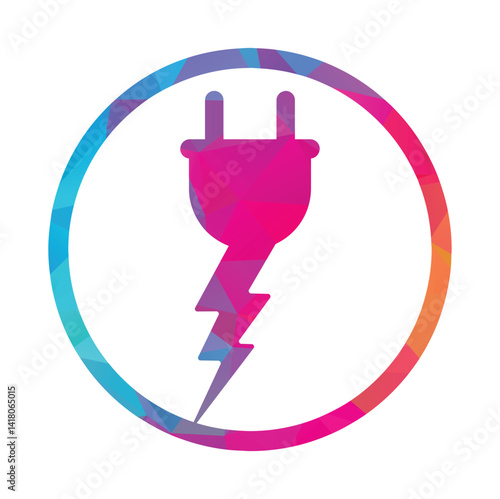 Plug thunder vector logo design illustration.