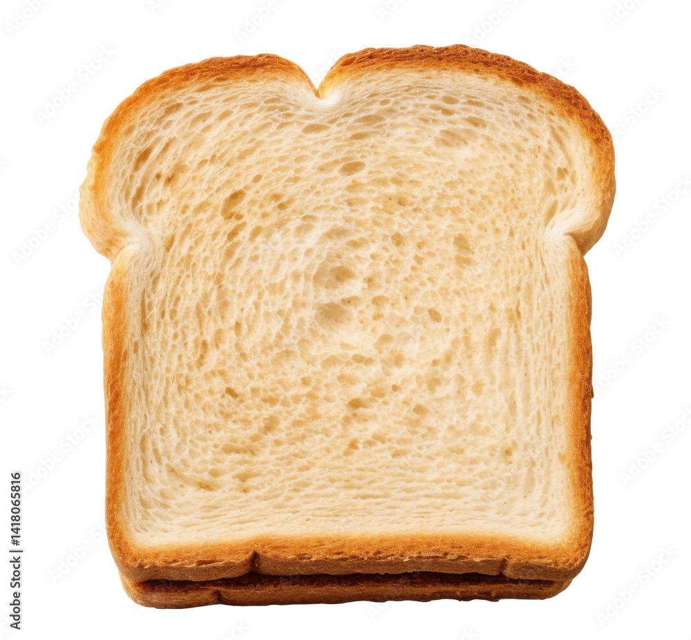 Toasted slice of bread on transparent background – crispy golden toast isolated PNG for breakfast menu, bakery ad, food design, or cooking apps