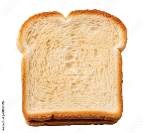 Obraz na płótnie Toasted slice of bread on transparent background – crispy golden toast isolated PNG for breakfast menu, bakery ad, food design, or cooking apps w salonie