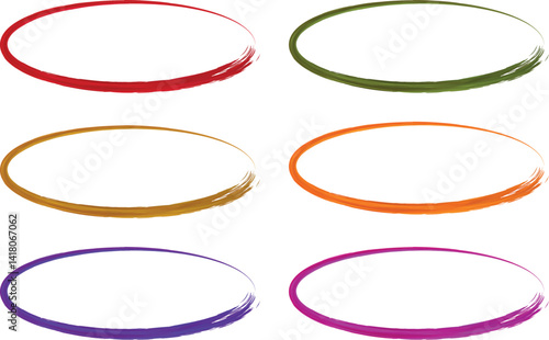 multicolored brush stroke texture art ovals collection