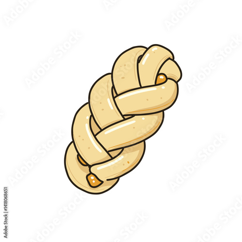 Braided bread roll on white background