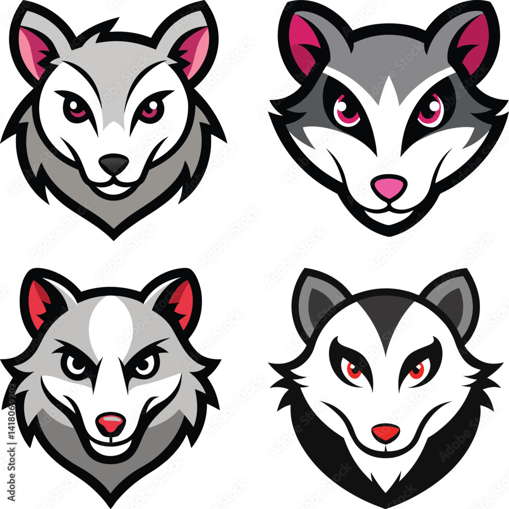 Fototapeta premium Possum head mascot logo design vector
