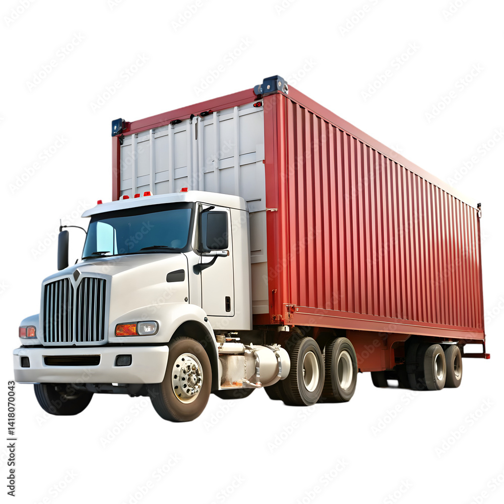 A Semi-Truck with a 40 ft Heavy Cargo Container A Semi-Truck with a 40 ft Heavy Cargo Container