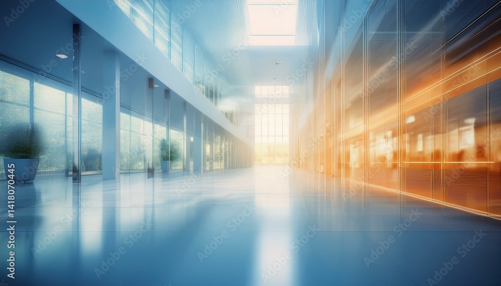 Fototapeta premium blue corridor in a modern building