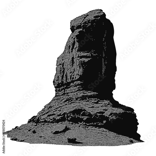 wild west rock formation. western vintage halftone grunge vector design element