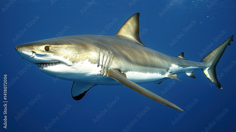 Fototapeta premium Powerful shark in ocean depths