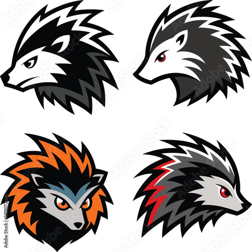 Porcupine head mascot logo design vector