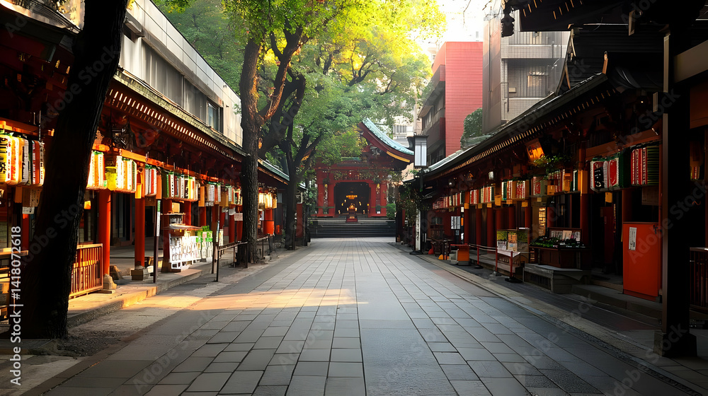 Fototapeta premium Pixelated Japanese Shrine Street Path