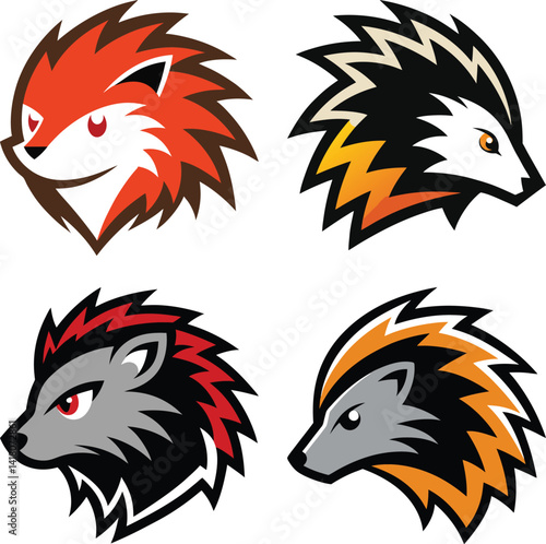 Porcupine head mascot logo design vector
