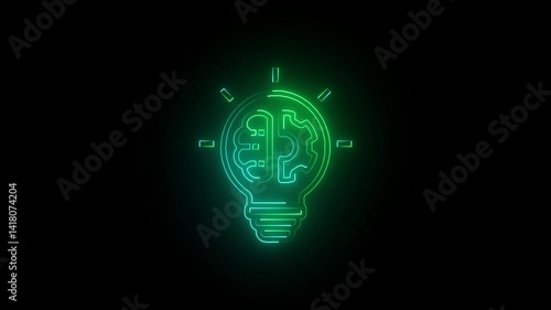Glowing neon resourceful icon isolated on black background. Glowing neon Technique icon isolated on black background.