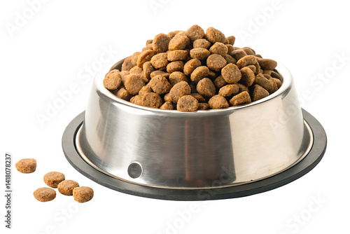 Minimalist Dog Food Bowl on White Background – Centered Kibble Bowl, Clean Studio Style Image for Pet Product Mockups & Ads

