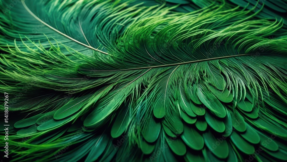 Vibrant green feather texture