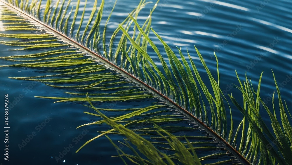Palm frond on water