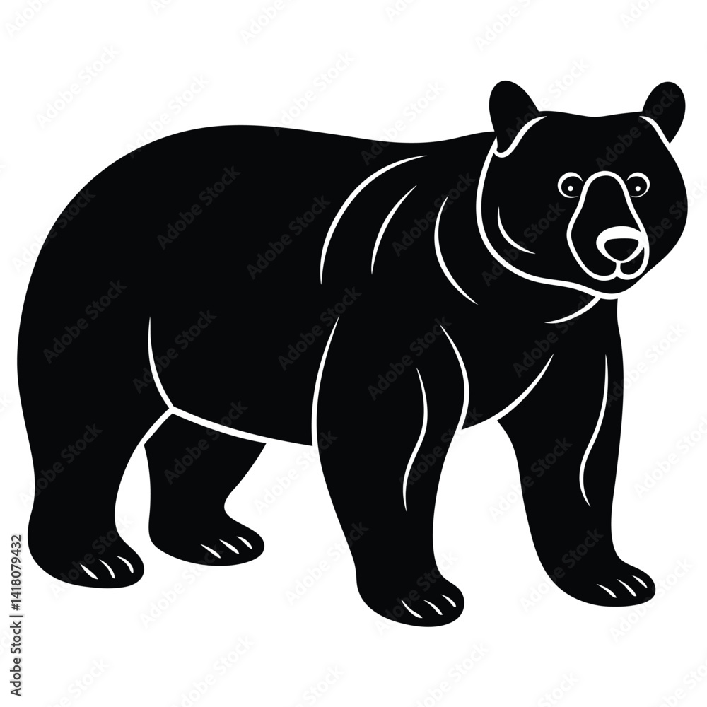 Fototapeta premium Bear Silhouette Vector Illustration. Bear walking mascot