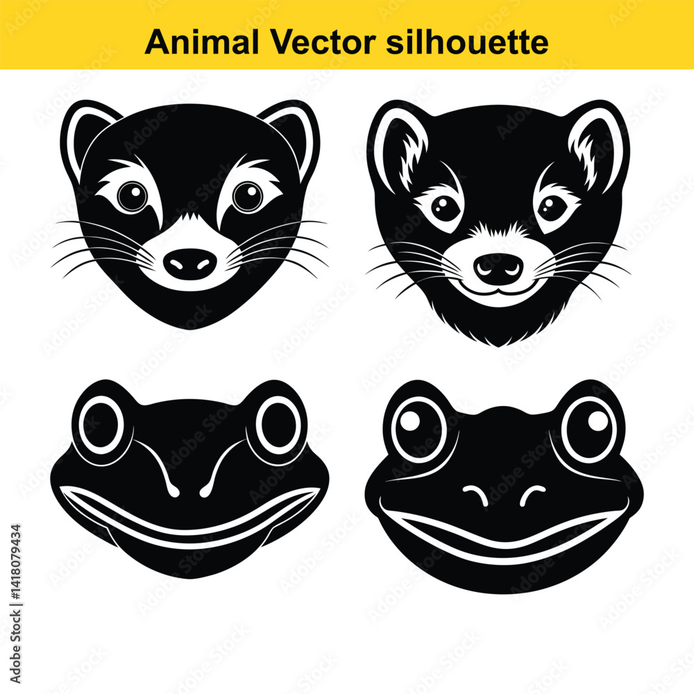 Fototapeta premium animal silhouette vector illustration icon set bundle.
