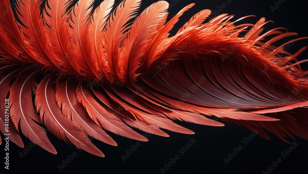 Abstract vibrant red feathers