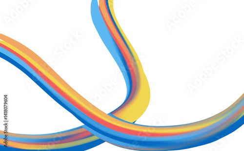 Vibrant Swirls in Blue and Yellow Red Gradient, Fluid Motion Modern Abstract Design Vibrant Curves