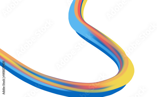 Vibrant Swirls in Blue and Yellow Red Gradient, Fluid Motion Modern Abstract Design Vibrant Curves