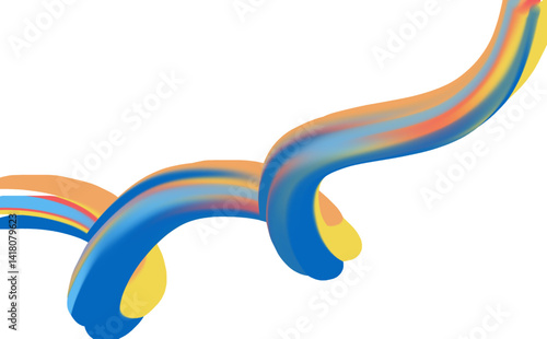 Vibrant Swirls in Blue and Yellow Red Gradient, Fluid Motion Modern Abstract Design Vibrant Curves