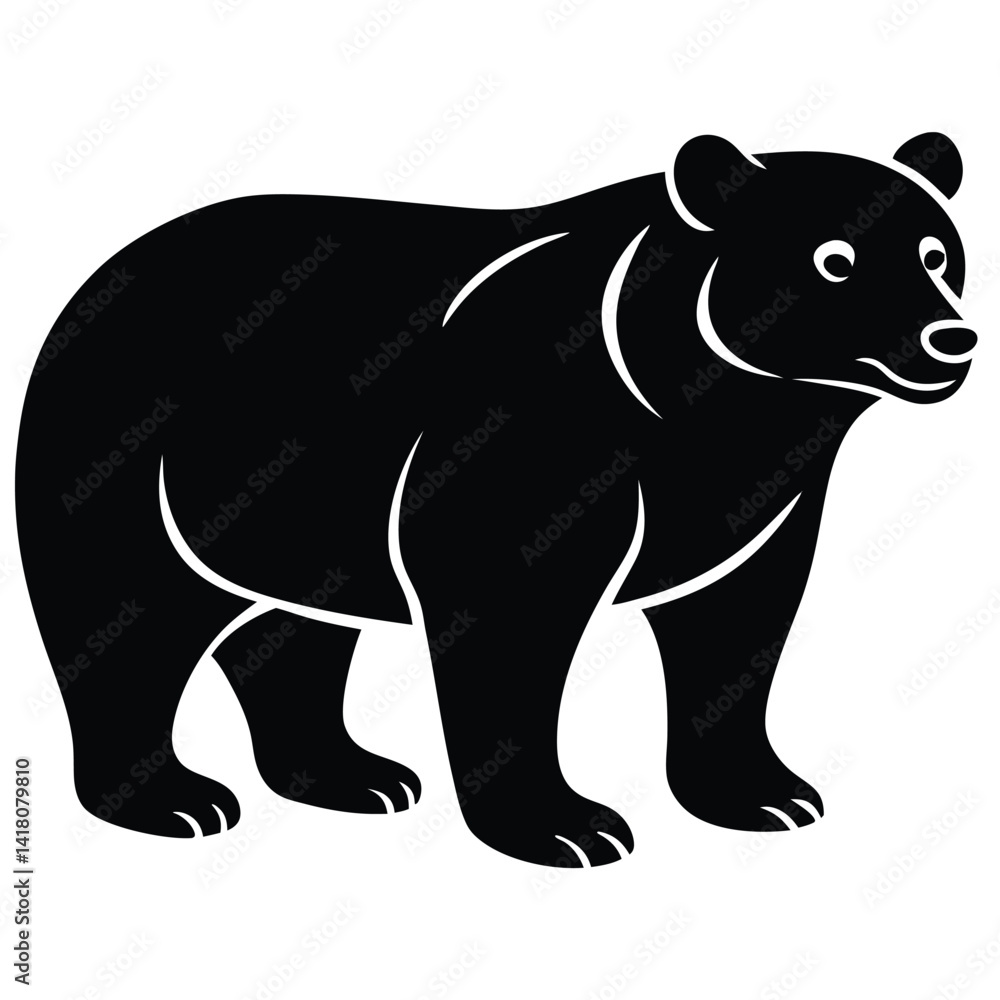 Fototapeta premium Bear Silhouette Vector Illustration. Bear walking mascot