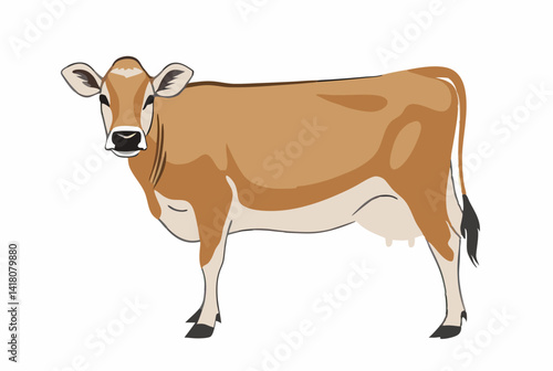 A Jersey cow isolated with a white background