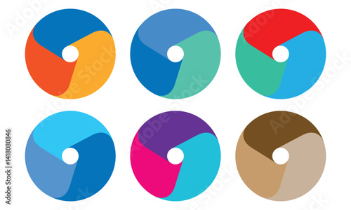3 Point Circle Divided Sections Cycle Diagram Set. vector template