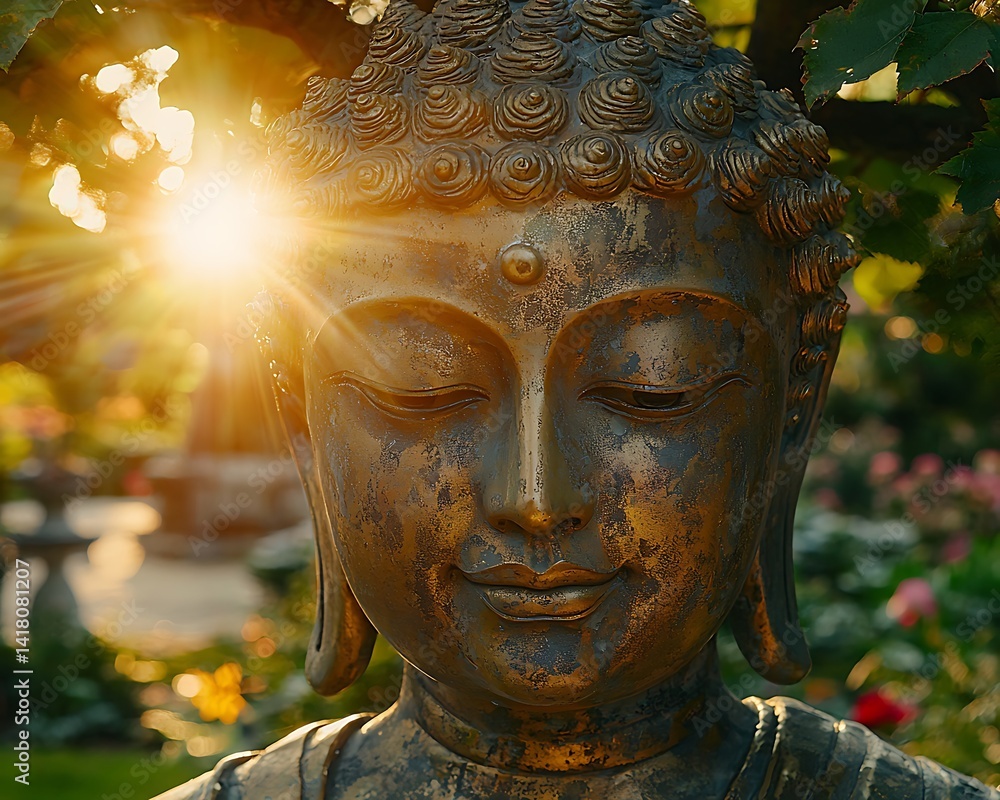 © Adama - Serene Bronze Buddha Statue Golden Sunlight © Adama - Serene Bronze Buddha Statue Golden Sunlight