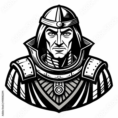Medieval Warrior Portrait in Monochrome  Art Style