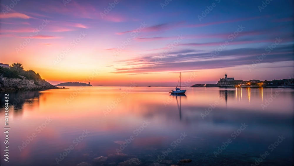 St Julian's Bay Dawn: Minimalist Seascape Photography, Malta Sunrise, Calm Waters, Blue Hour, Mediterranean Sea St Julian's Bay Dawn: Minimalist Seascape Photography, Malta Sunrise, Calm Waters, Blue Hour, Mediterranean Sea