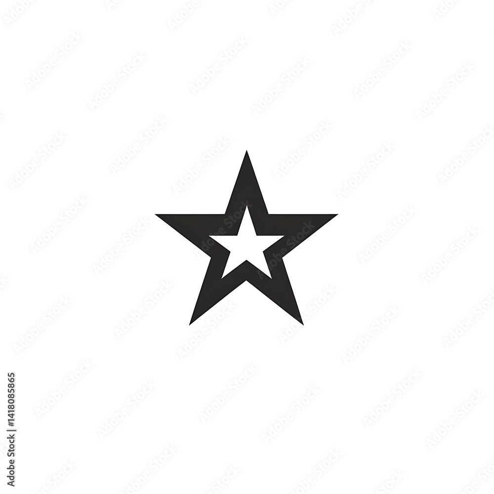 A Minimalistic Isolated Black Star Shape Against a White Background A Minimalistic Isolated Black Star Shape Against a White Background
