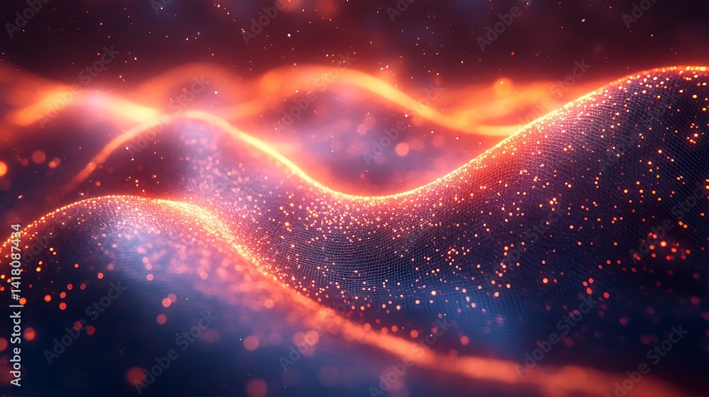 Fototapeta premium Intricate, glowing, fiery, undulating particle formations.