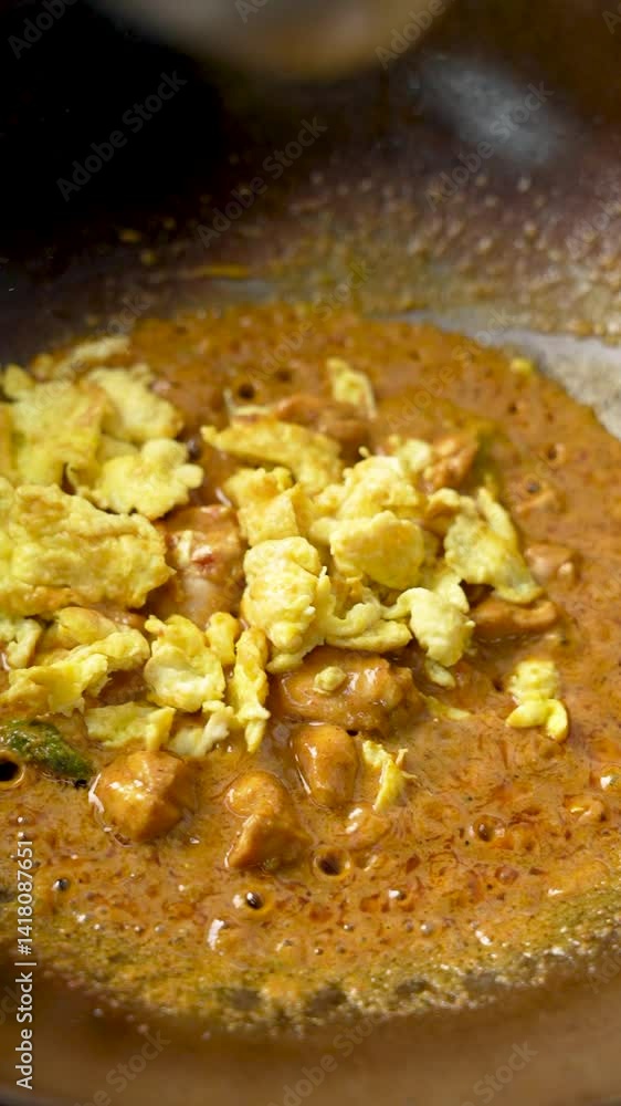 Mughlai Chicken Curry Preparation in a Restaurant Kitchen Mughlai Chicken Curry Preparation in a Restaurant Kitchen