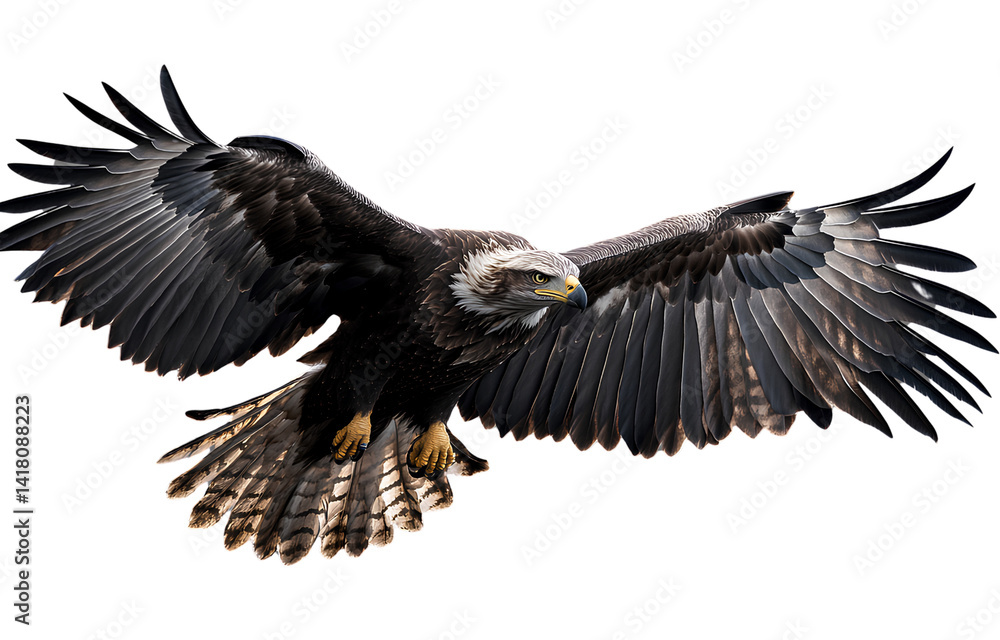Fototapeta premium Eagle flying, isolated on a transparent background, cutout. PNG