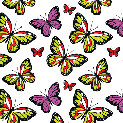 Butterfly Seamless Pattern colourful wing