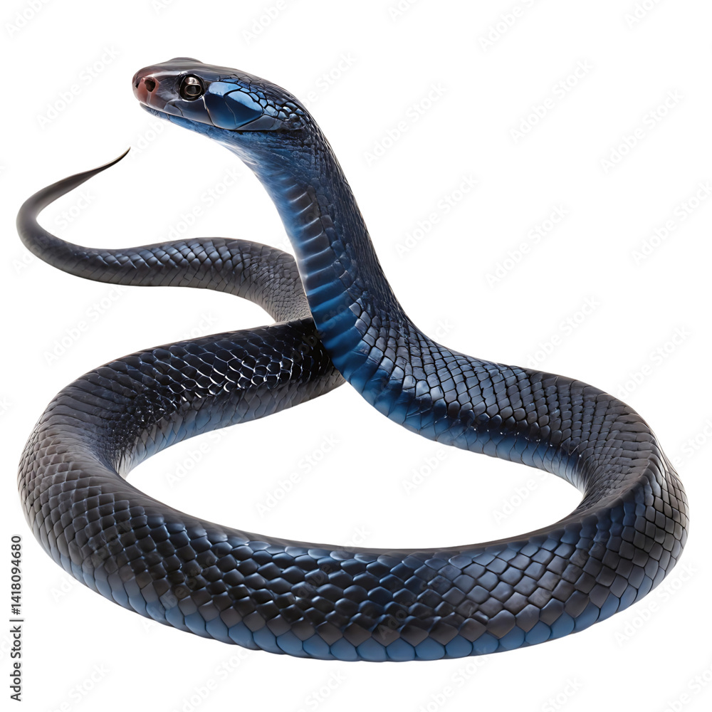 Obraz premium eastern indigo snake in Transparent Background Closeup of a Boa Constrictor Showing Detailed Scales and Pattern