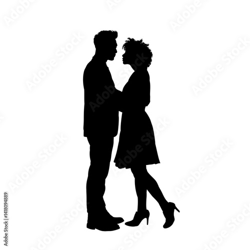 Obraz na płótnie Silhouette of a loving couple, man and woman, vector illustration w salonie