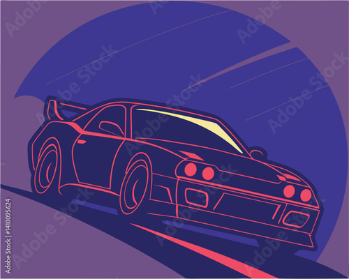 Sleek Sports Car Illustration: Modern Vehicle, Speed, and Automotive Design.