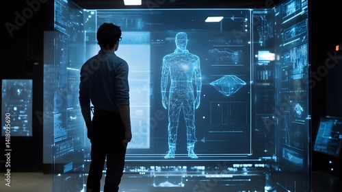 A high-tech holographic mockup studio, designers placing virtual objects into real-world environments, ultra-HD 