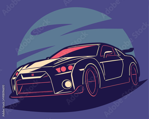 Sleek Sports Car Illustration: Modern Vehicle, Speed, and Automotive Design.