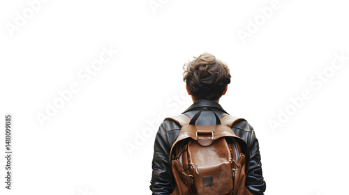 Professional Back View of Young Tourist Watching Over Florence Landscape