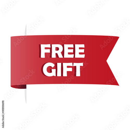 Obraz na płótnie Free gift ribbon. Bonus item banner. Red vector label. Promotional offer tag. w salonie