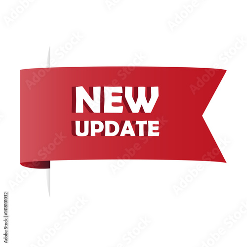 Obraz na płótnie New update ribbon. Vector product banner. Announcement tag shape. Red modern label. w salonie
