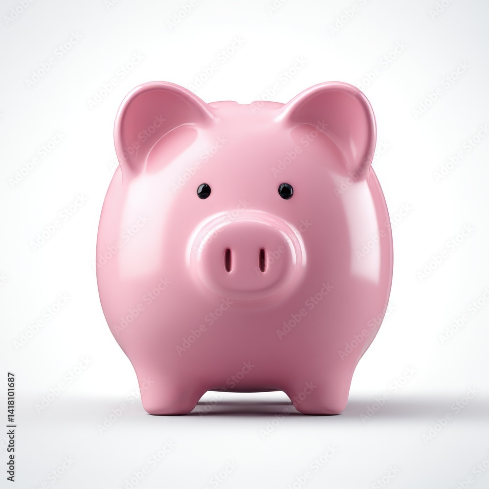 Pink piggy bank savings concept isolated on white background Pink piggy bank savings concept isolated on white background