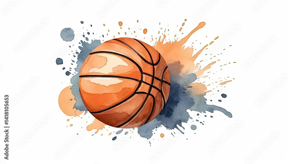 Watercolor Basketball Splash Watercolor Basketball Splash